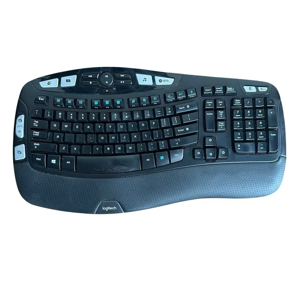 Logitech K350 Black Wireless Ergonomic Wave Keyboard Comfort Palm Rests